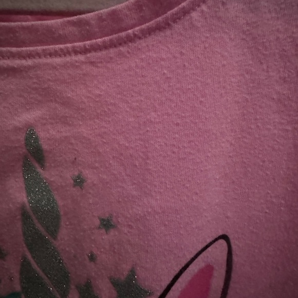 Jumping Beans 3T Pink Unicorn Girls Short Sleeve Top Blouse - Picture 3 of 5